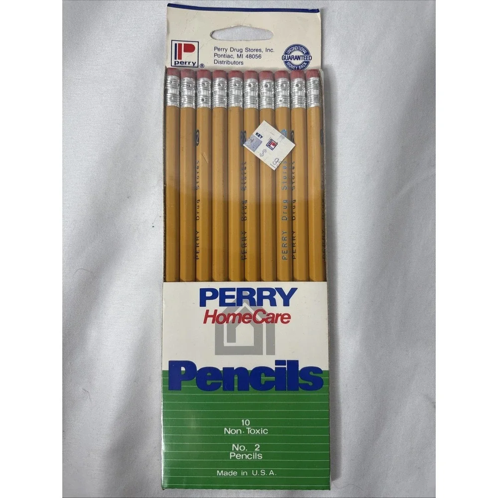 VTG Pack‎ Of 10 1980s Perry Drug Stores Wood No. 2 Pencils Yellow Made in USA